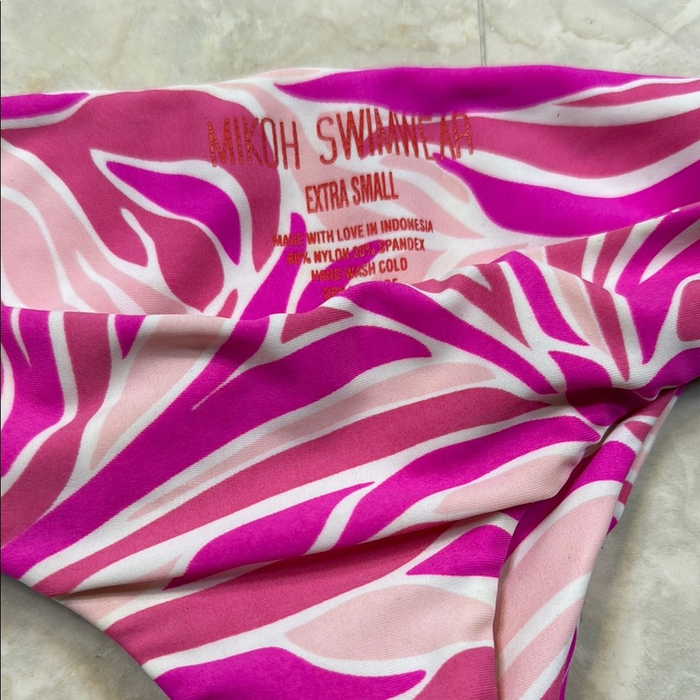 MIKOH Women's Pink Zebra Print Swim Bottom xs